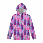 Neon Trippy Pineapple Pattern Print Pullover Hoodie