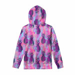 Neon Trippy Pineapple Pattern Print Pullover Hoodie