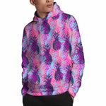 Neon Trippy Pineapple Pattern Print Pullover Hoodie