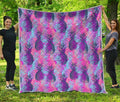 Neon Trippy Pineapple Pattern Print Quilt