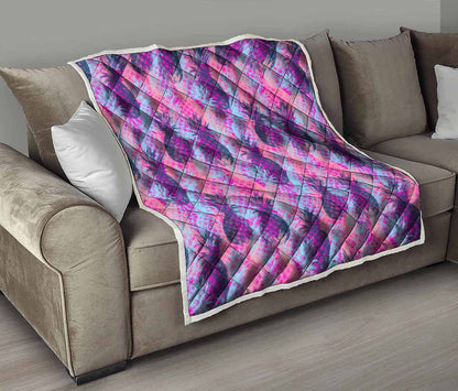 Neon Trippy Pineapple Pattern Print Quilt
