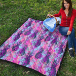 Neon Trippy Pineapple Pattern Print Quilt