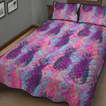 Neon Trippy Pineapple Pattern Print Quilt Bed Set