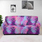 Neon Trippy Pineapple Pattern Print Sofa Cover
