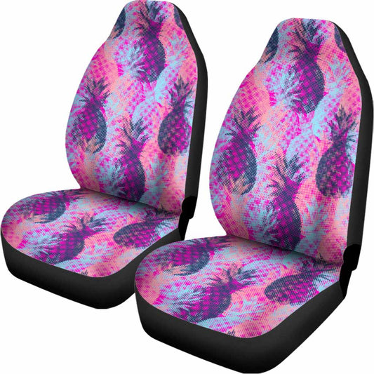 Neon Trippy Pineapple Pattern Print Universal Fit Car Seat Covers