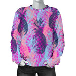Neon Trippy Pineapple Pattern Print Women's Crewneck Sweatshirt GearFrost