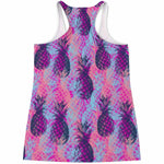 Neon Trippy Pineapple Pattern Print Women's Racerback Tank Top