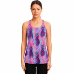 Neon Trippy Pineapple Pattern Print Women's Racerback Tank Top