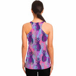Neon Trippy Pineapple Pattern Print Women's Racerback Tank Top