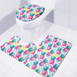 Neon Zig Zag Pineapple Pattern Print 3 Piece Bath Mat Set