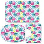 Neon Zig Zag Pineapple Pattern Print 3 Piece Bath Mat Set