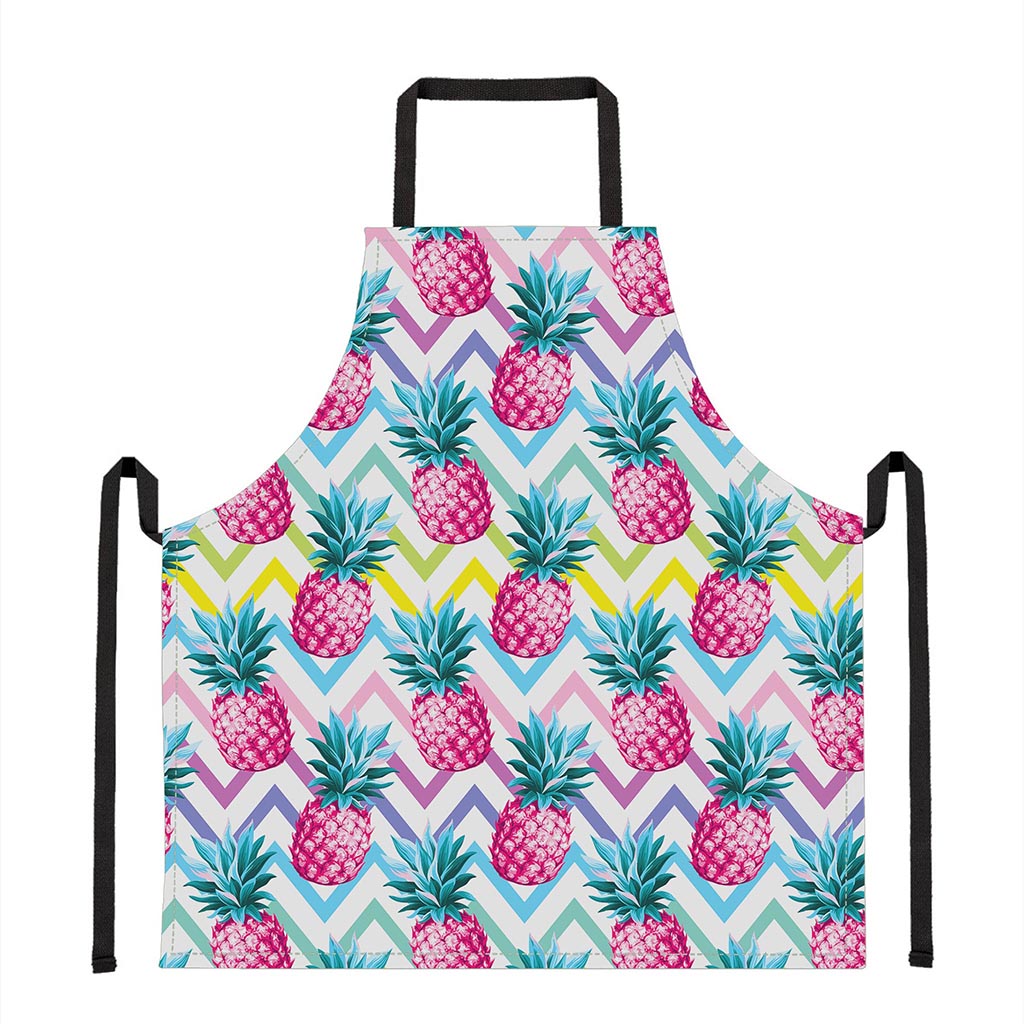 Neon Zig Zag Pineapple Pattern Print Apron