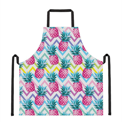 Neon Zig Zag Pineapple Pattern Print Apron