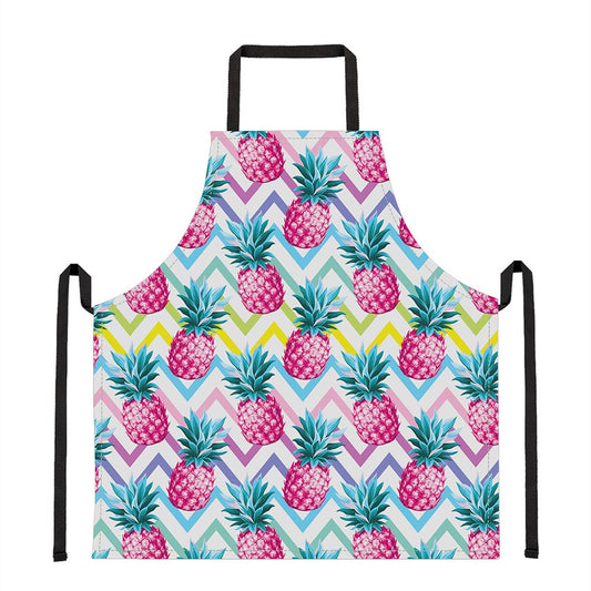 Neon Zig Zag Pineapple Pattern Print Apron