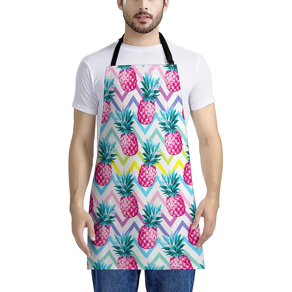 Neon Zig Zag Pineapple Pattern Print Apron