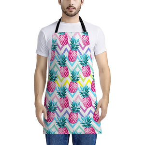 Neon Zig Zag Pineapple Pattern Print Apron