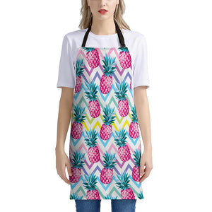 Neon Zig Zag Pineapple Pattern Print Apron