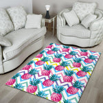 Neon Zig Zag Pineapple Pattern Print Area Rug GearFrost