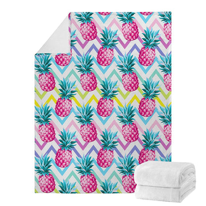 Neon Zig Zag Pineapple Pattern Print Blanket