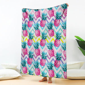 Neon Zig Zag Pineapple Pattern Print Blanket