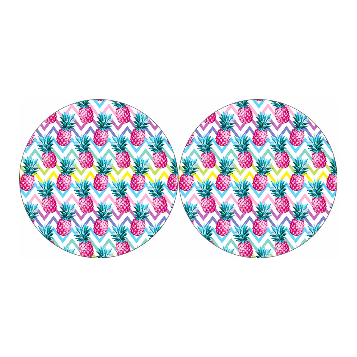 Neon Zig Zag Pineapple Pattern Print Car Coasters