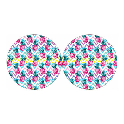 Neon Zig Zag Pineapple Pattern Print Car Coasters