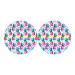 Neon Zig Zag Pineapple Pattern Print Car Coasters