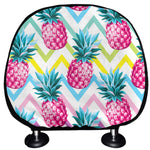 Neon Zig Zag Pineapple Pattern Print Car Headrest Covers