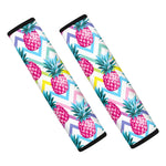 Neon Zig Zag Pineapple Pattern Print Car Seat Belt Covers