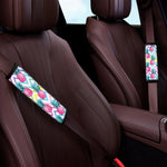 Neon Zig Zag Pineapple Pattern Print Car Seat Belt Covers