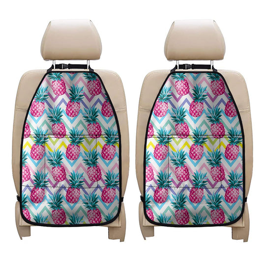 Neon Zig Zag Pineapple Pattern Print Car Seat Organizers