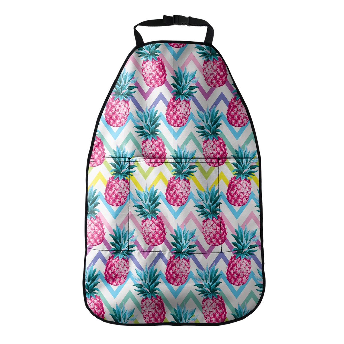 Neon Zig Zag Pineapple Pattern Print Car Seat Organizers