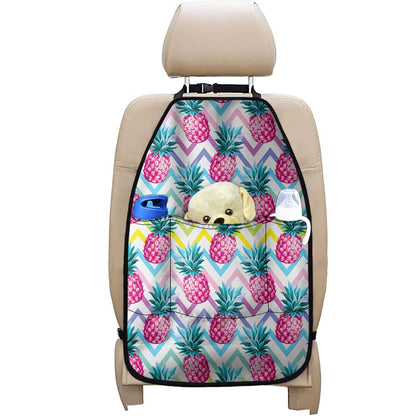 Neon Zig Zag Pineapple Pattern Print Car Seat Organizers