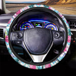 Neon Zig Zag Pineapple Pattern Print Car Steering Wheel Cover