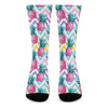 Neon Zig Zag Pineapple Pattern Print Crew Socks