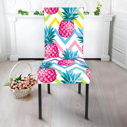 Neon Zig Zag Pineapple Pattern Print Dining Chair Slipcover