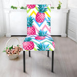 Neon Zig Zag Pineapple Pattern Print Dining Chair Slipcover
