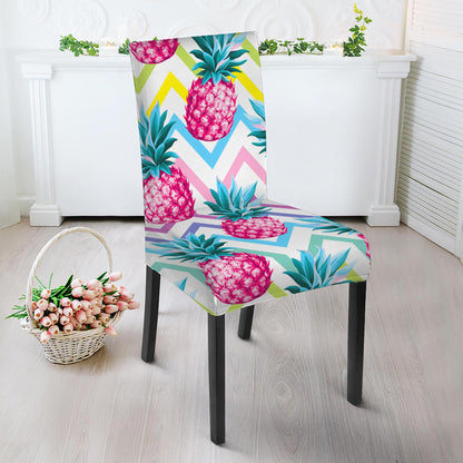 Neon Zig Zag Pineapple Pattern Print Dining Chair Slipcover