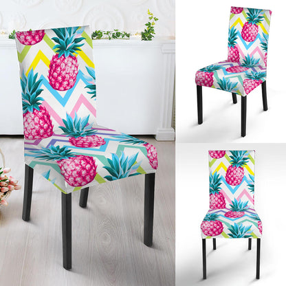 Neon Zig Zag Pineapple Pattern Print Dining Chair Slipcover