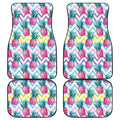 Neon Zig Zag Pineapple Pattern Print Front and Back Car Floor Mats