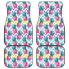 Neon Zig Zag Pineapple Pattern Print Front and Back Car Floor Mats