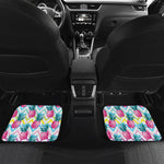 Neon Zig Zag Pineapple Pattern Print Front and Back Car Floor Mats