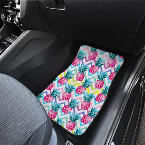 Neon Zig Zag Pineapple Pattern Print Front and Back Car Floor Mats