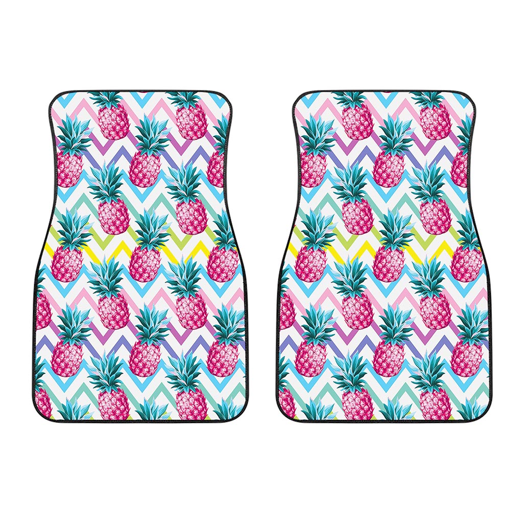 Neon Zig Zag Pineapple Pattern Print Front Car Floor Mats
