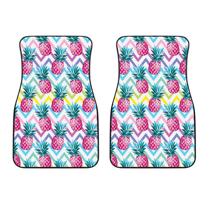 Neon Zig Zag Pineapple Pattern Print Front Car Floor Mats