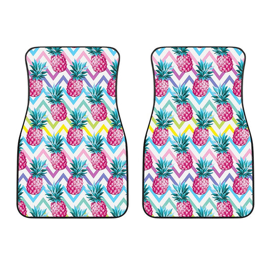 Neon Zig Zag Pineapple Pattern Print Front Car Floor Mats