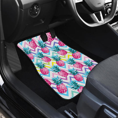 Neon Zig Zag Pineapple Pattern Print Front Car Floor Mats