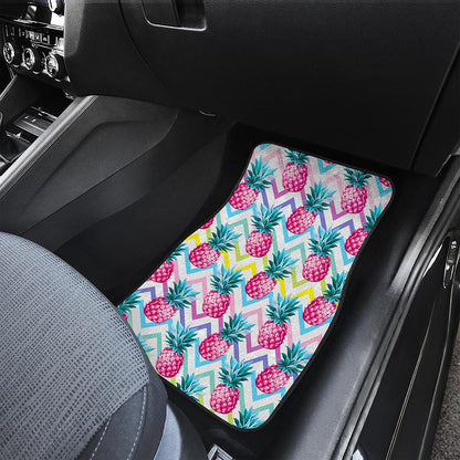 Neon Zig Zag Pineapple Pattern Print Front Car Floor Mats
