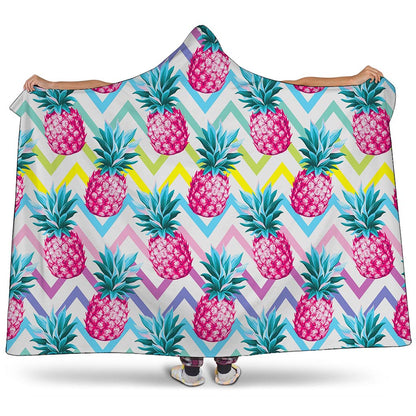 Neon Zig Zag Pineapple Pattern Print Hooded Blanket