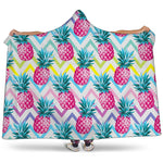 Neon Zig Zag Pineapple Pattern Print Hooded Blanket